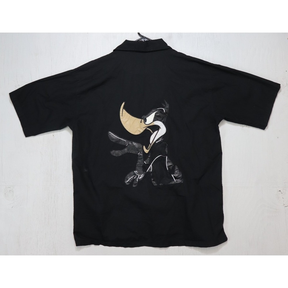 Iceberg History Daffy Duck Looney Tunes Button Up Shirt Black Y2K Mens Size XXL